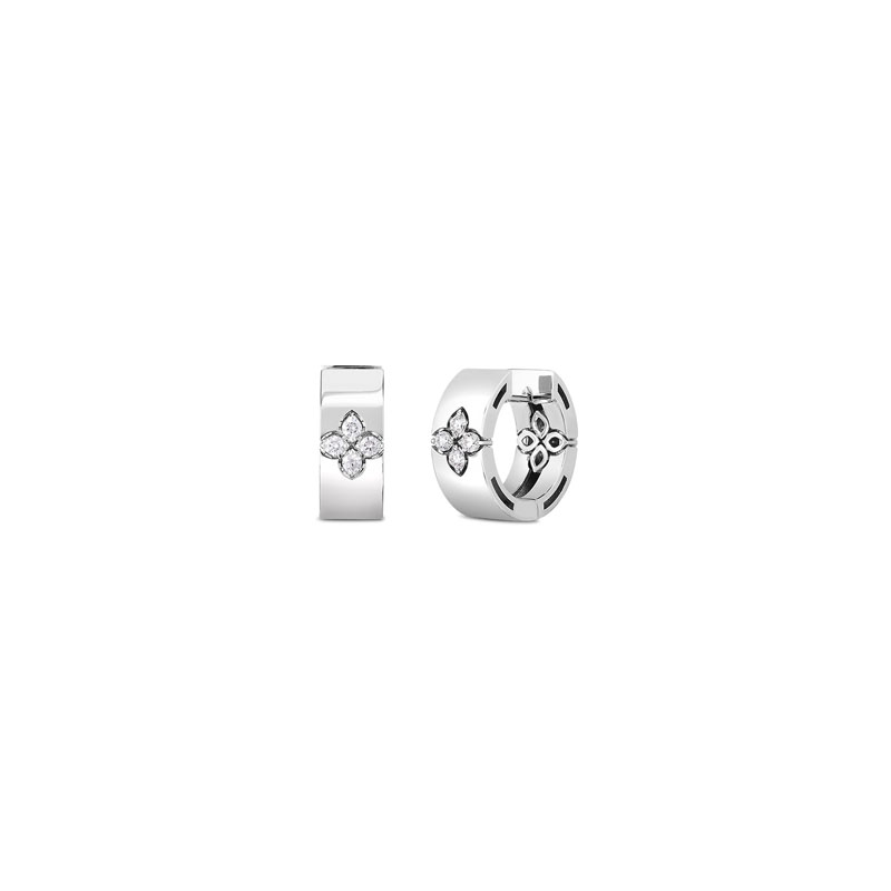 Roberto Coin 18K White Gold Love in Verona Collection Huggie Hoop Earrings