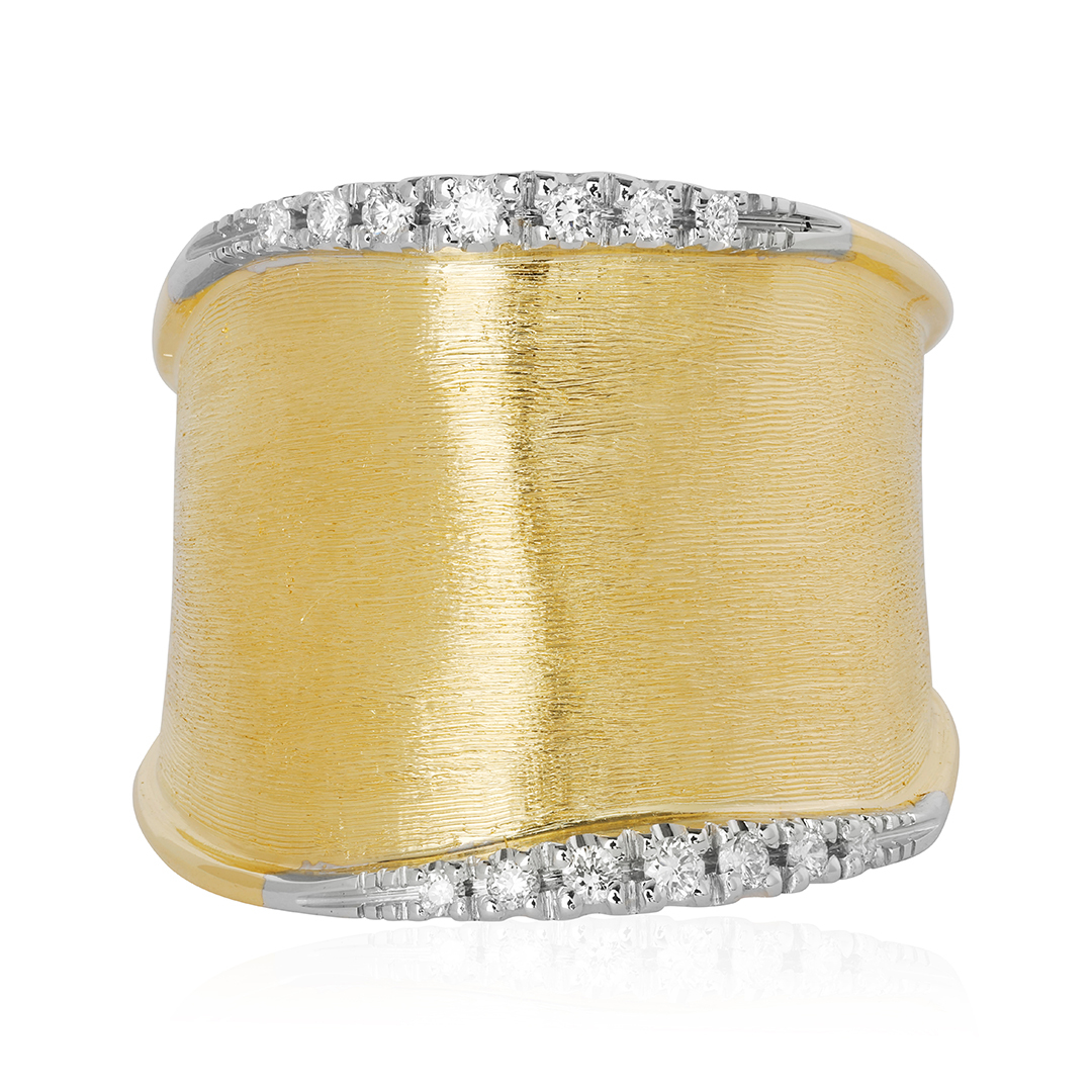 Marco Bicego 18K Yellow and White Gold Lunaria Collection  Ring With Round Diamonds