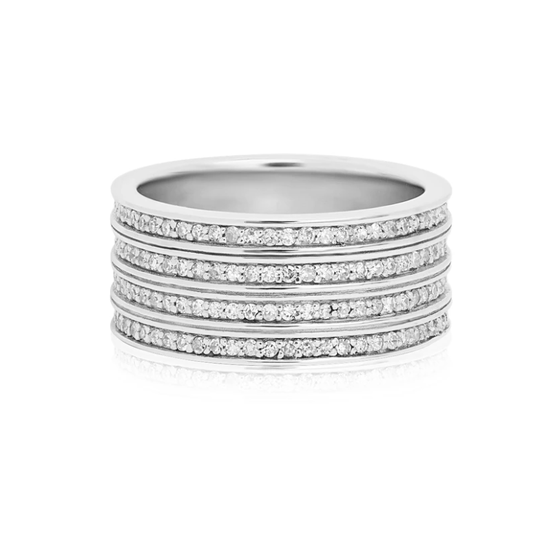 Brady Legler 18K White Gold Four Row Diamond Eternity Band