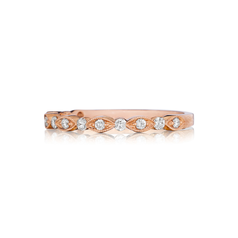 Henri Daussi 18K Rose Gold Diamond Band