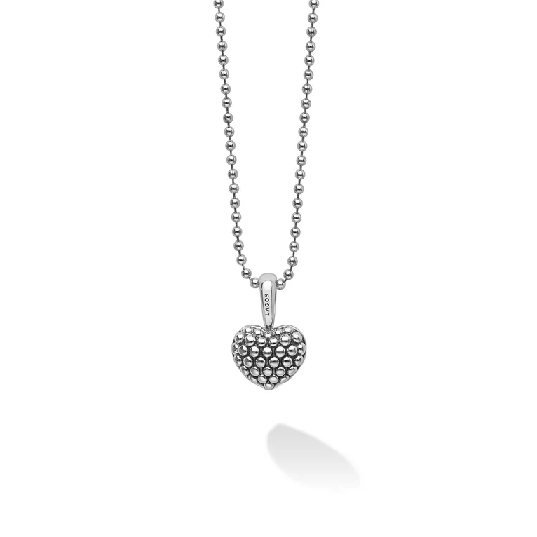 LAGOS Sterling Silver Signature Caviar Heart Pendant Necklace - 77
