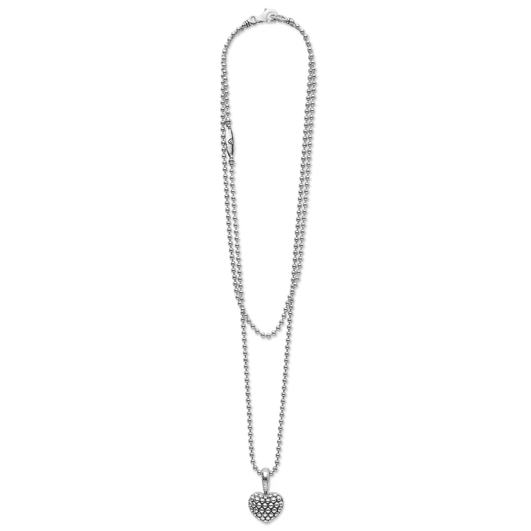 LAGOS Sterling Silver Signature Caviar Heart Pendant Necklace
