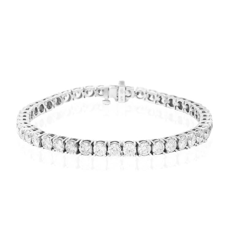 18K White Gold and Diamond Straight Line Bracelet - 19943B