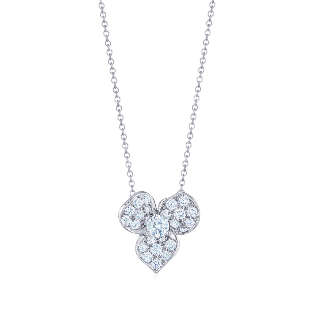 Kwiat 18K White Gold Floral Diamond Necklace