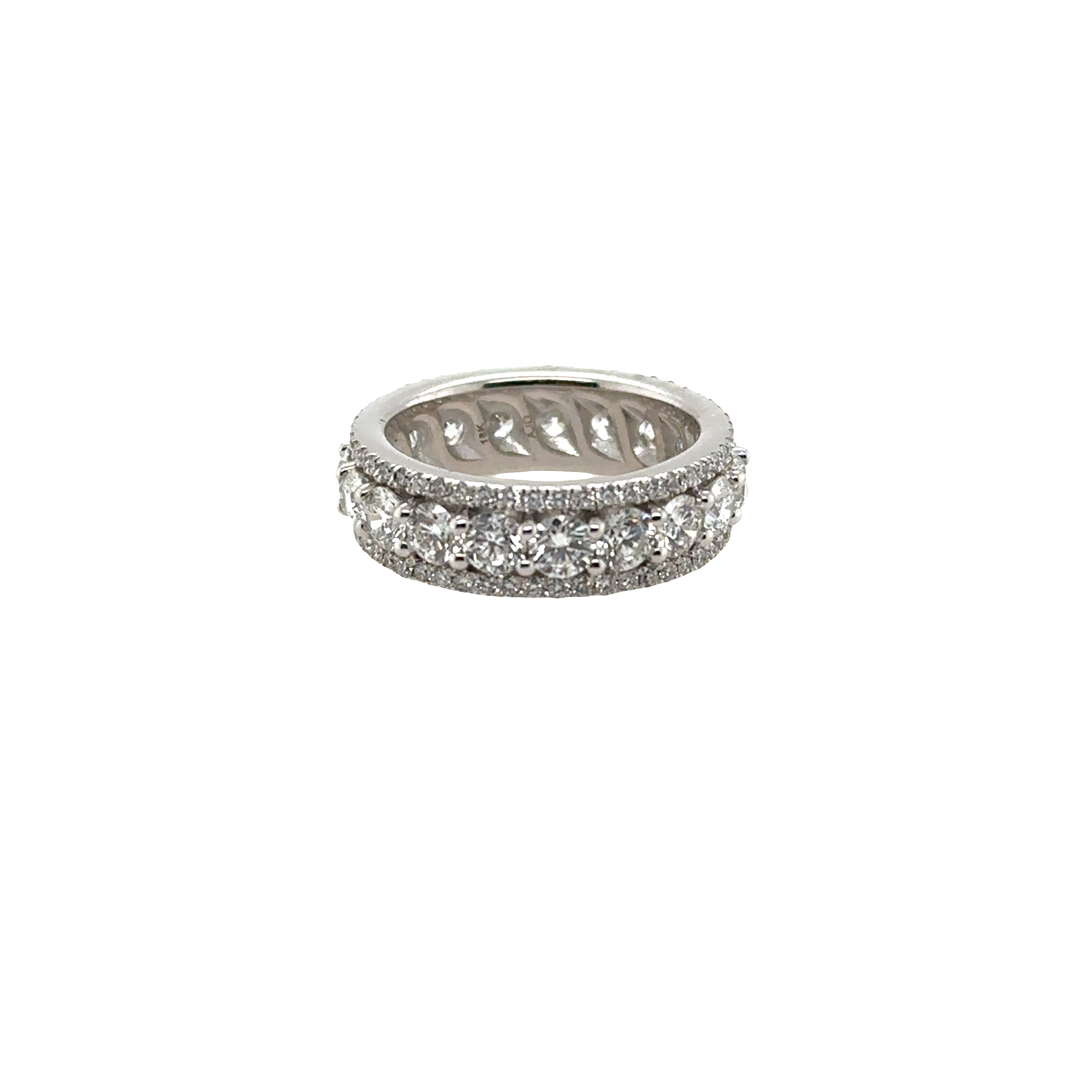 18K White Gold Three Row Eternity Band