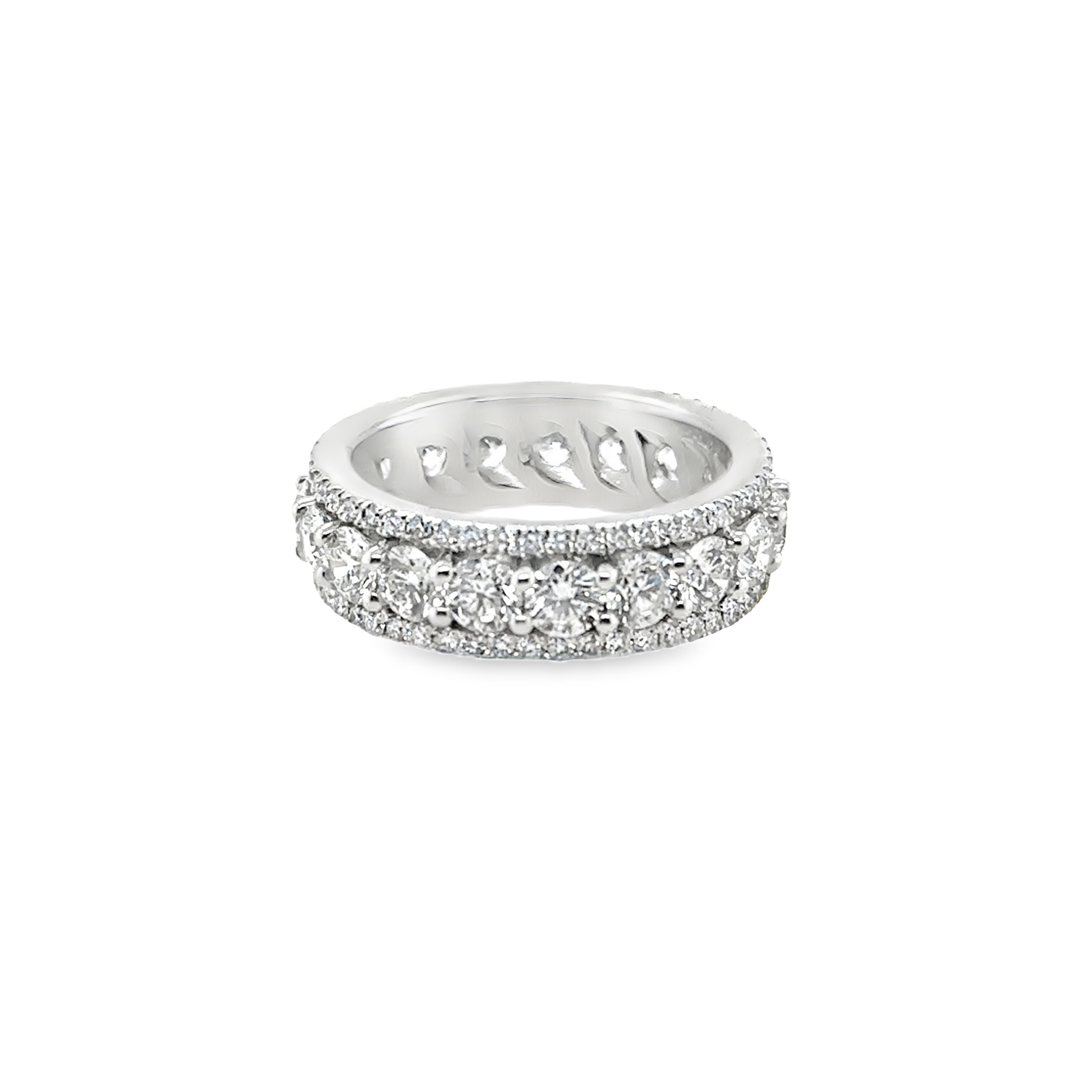 18K White Gold Three Row Eternity Band