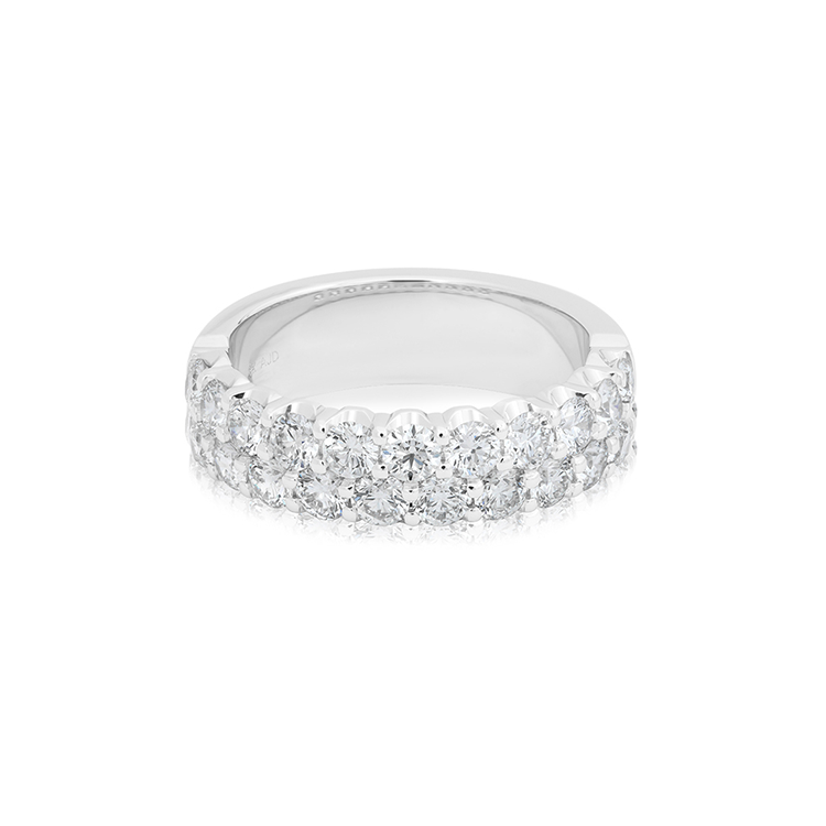 18K White Gold and Diamond Top Set Band