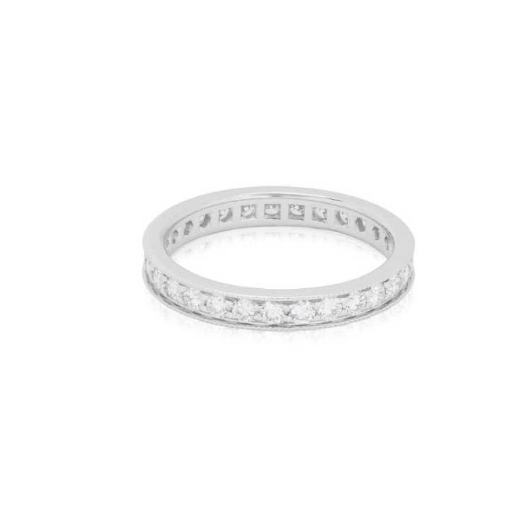 18K White Gold Milgrain Eternity Band