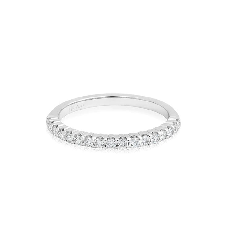 18K White Gold Diamond Half Way Round Band