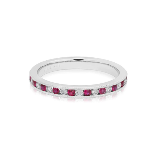 Platinum Diamond and Ruby Halfway Band - 2769