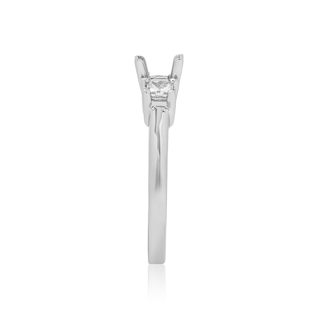 Platinum Diamond Princess Three Stone Semi Mounting