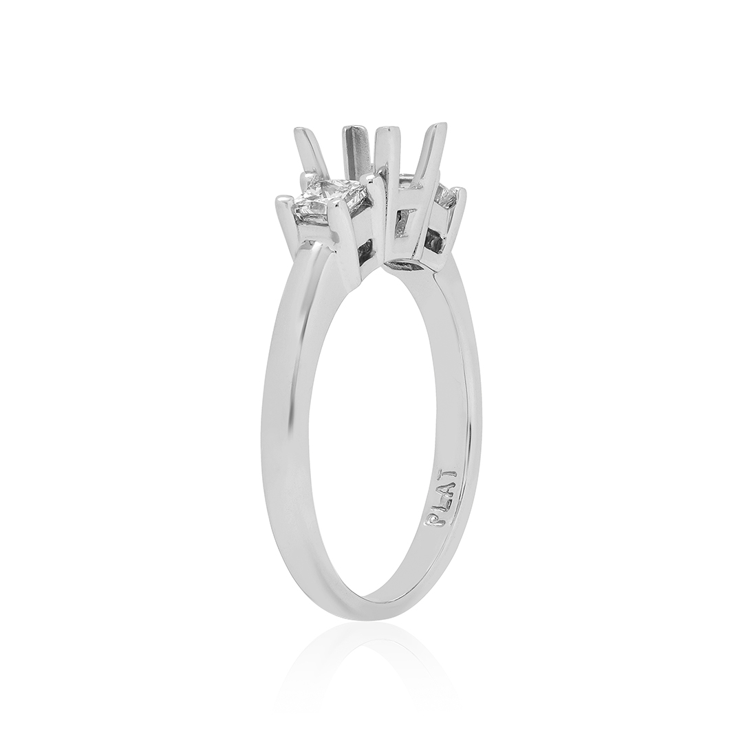 Platinum Diamond Princess Three Stone Semi Mounting