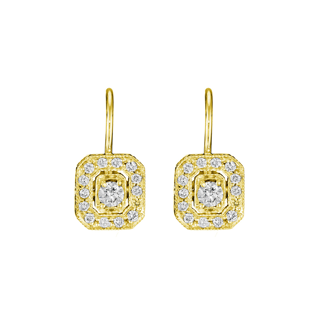 Penny Preville 18K Yellow Gold Emerald Shaped Diamond Earrings