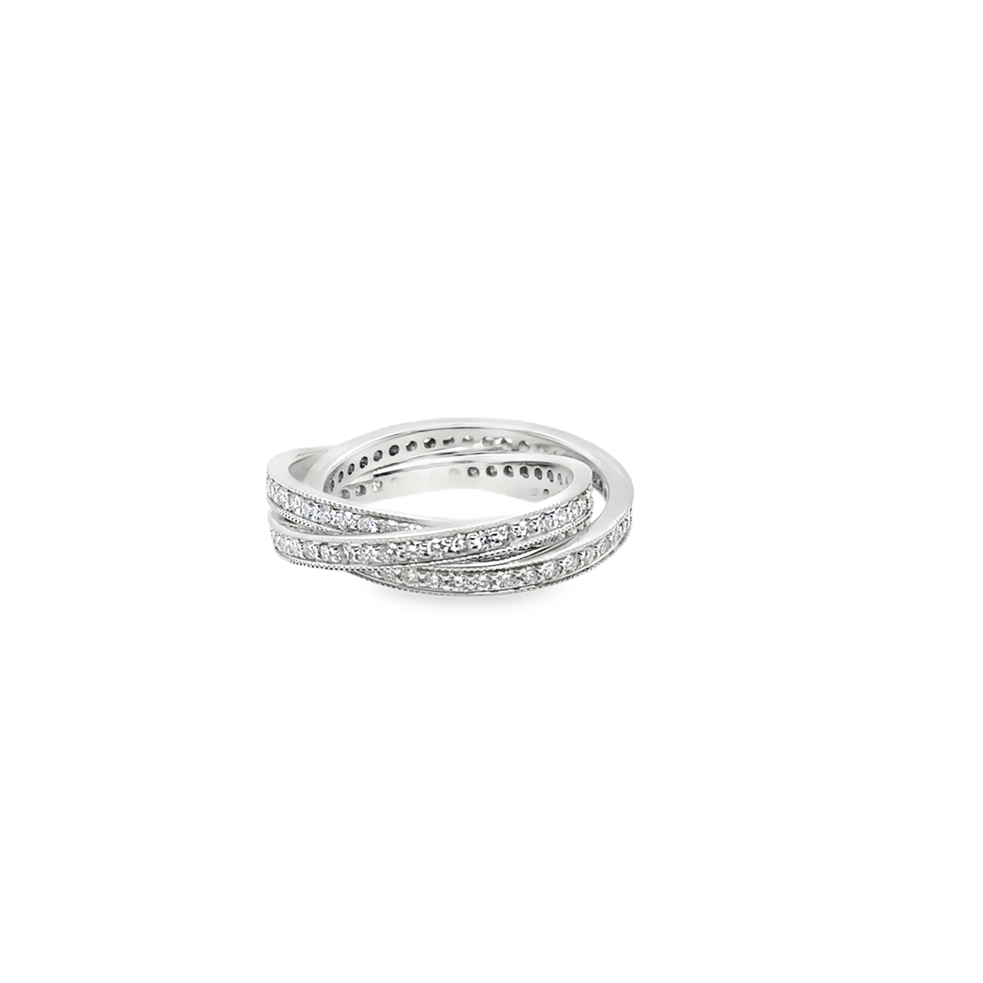 18K White Gold Diamond 3 Band Rolling Ring