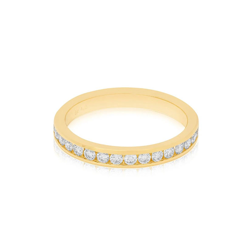 18K Yellow Gold Channel Set Diamond Band