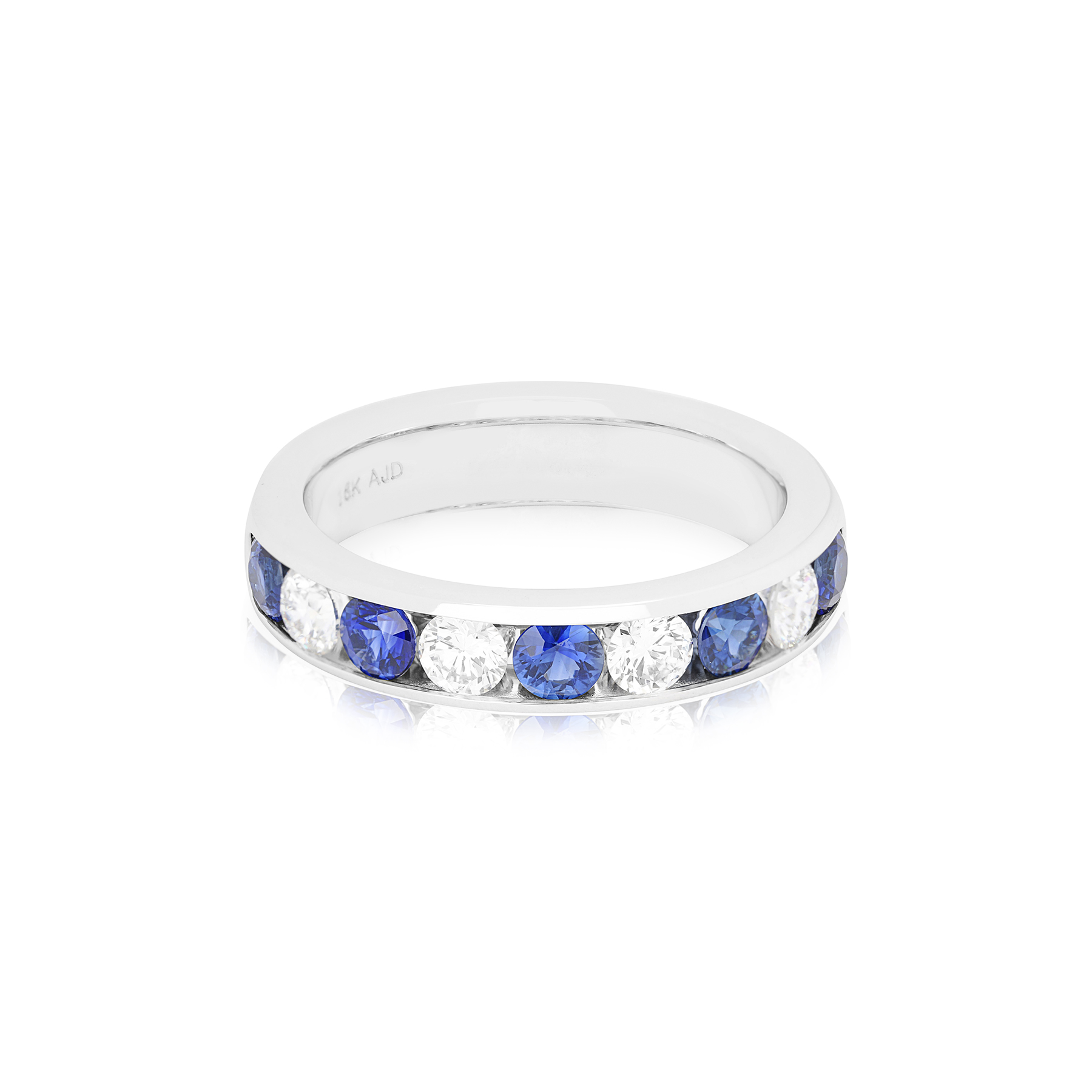 18K White Gold Sapphire and Diamond Channel