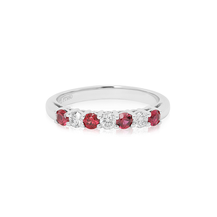 Platinum Diamond and Ruby Band