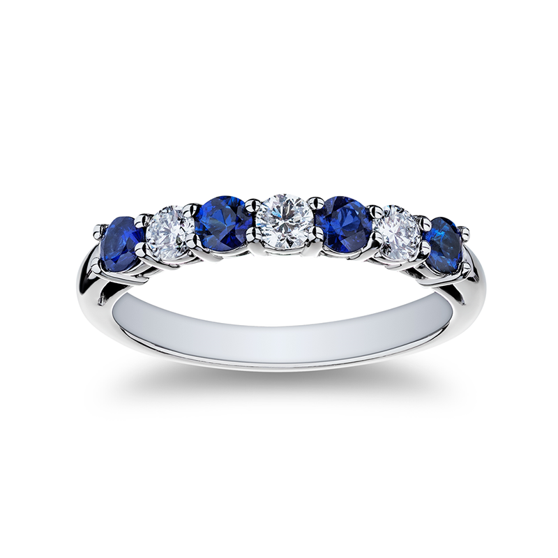 Platinum Blue Sapphire and Diamond Band