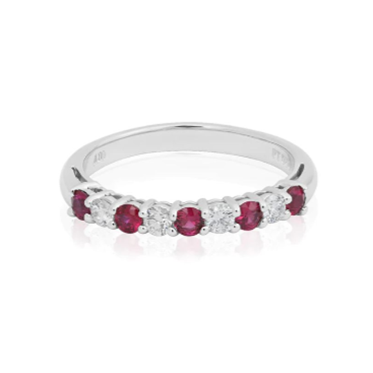 Platinum Ruby and Diamond Band - 2820