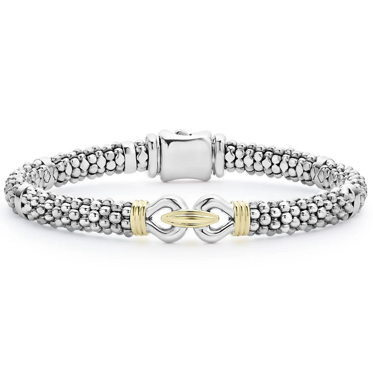LAGOS Sterling Silver and 18K Yellow Gold Derby Caviar Bracelet