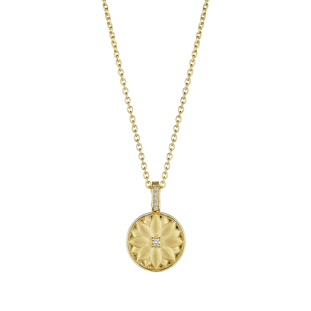 Penny Preville 18K Yellow Gold Diamond Medallion Necklace