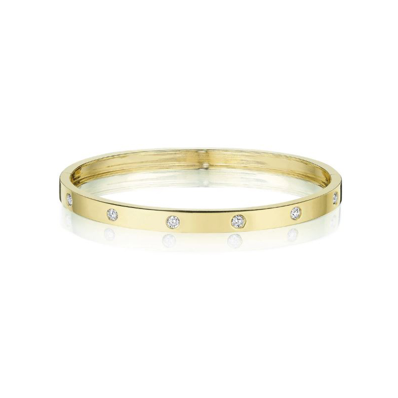 Penny Preville 18K Yellow Gold Moderne Deco Diamond Bangle Bracelet