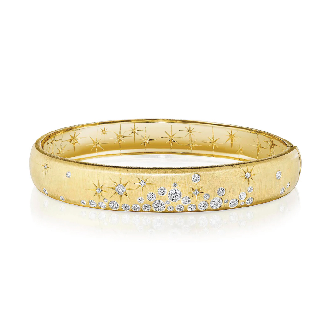 Penny Preville 18K Yellow Gold Wide Galaxy Diamond Bangle