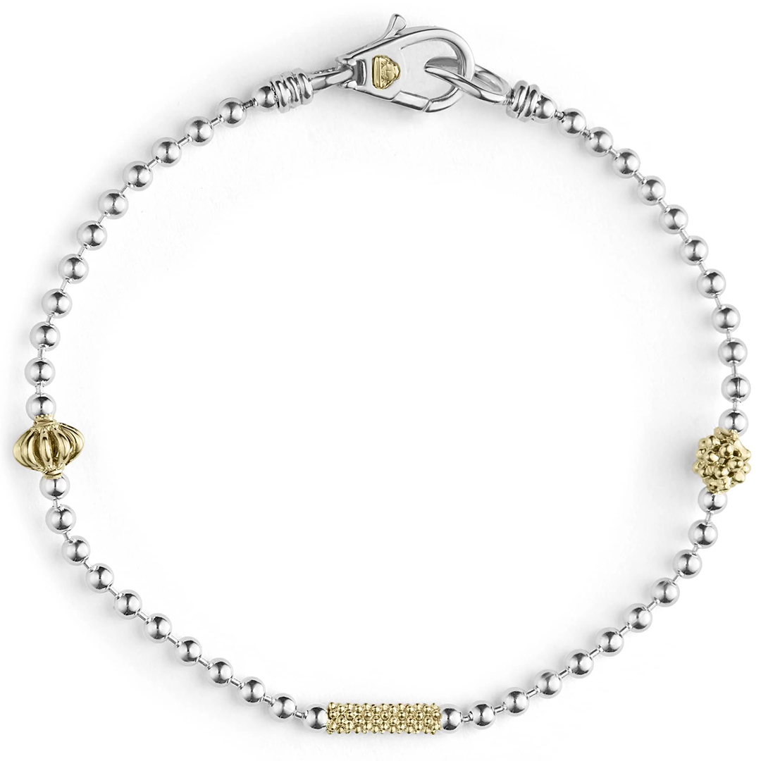 LAGOS Sterling Silver and 18K Yellow Gold Caviar Icon Bracelet - 81