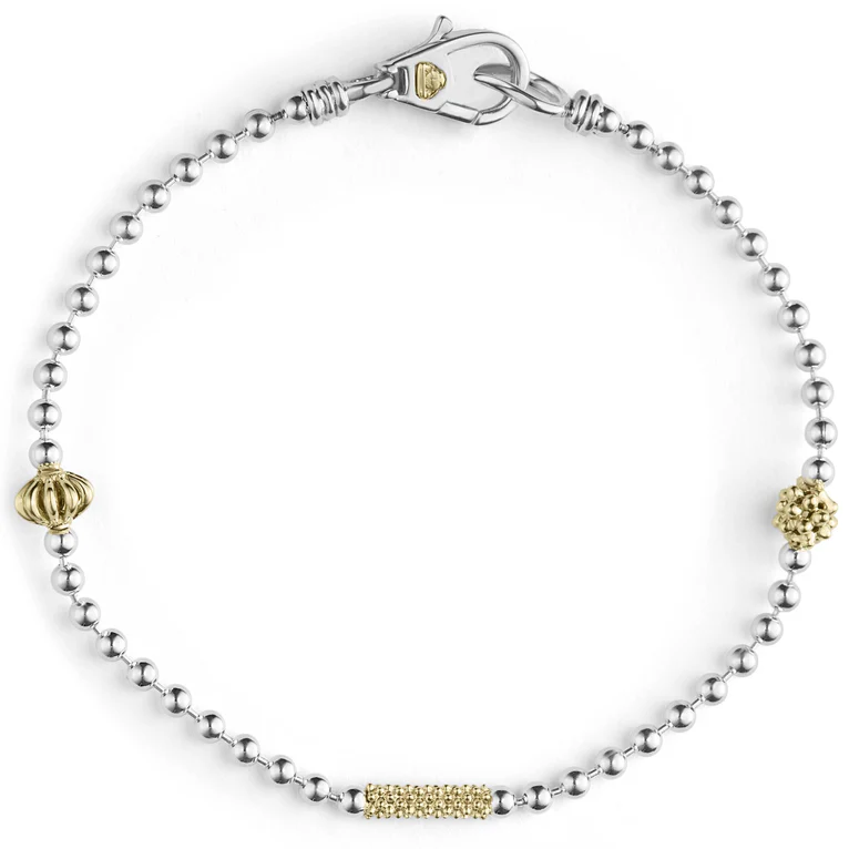 LAGOS Sterling Silver and 18K Yellow Gold Caviar Icon Bracelet