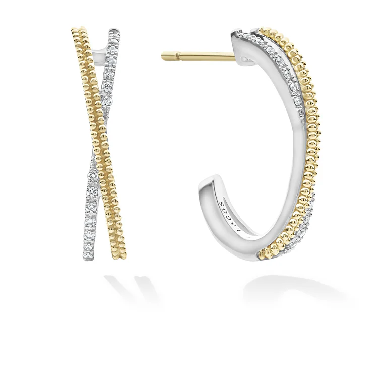 LAGOS Sterling Silver and 18K Yellow Gold Two-Tone Caviar Lux Diamond 