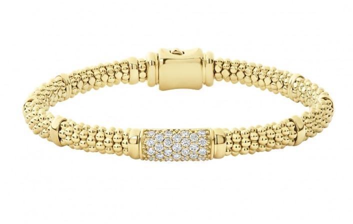 18K Yellow Gold Caviar Gold Collection Diamond Bracelet - 05-10323-DDM