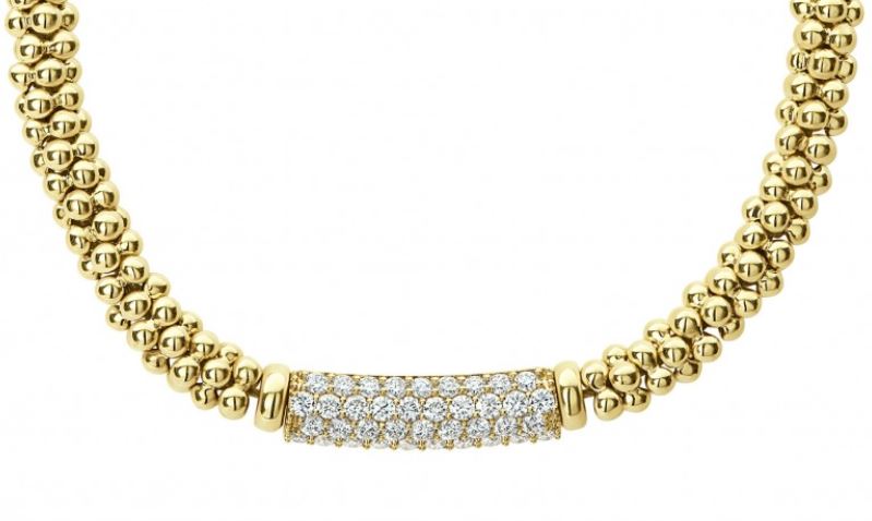 18K Yellow Gold Caviar Gold Collection Diamond Necklace - 04-10511-DD16