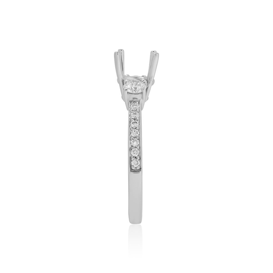 Platinum and Diamond Three Stone Semi Mount - 9894PLT