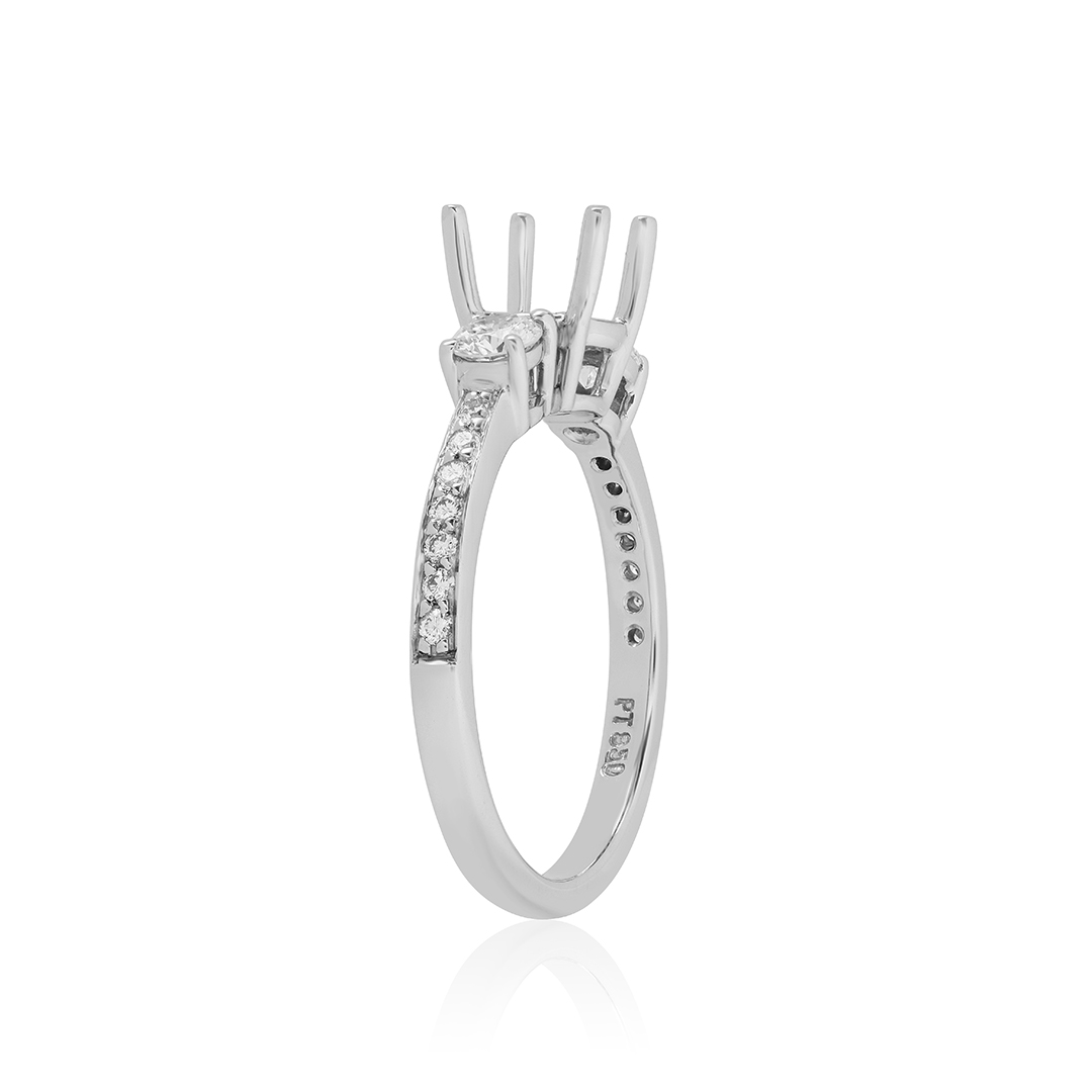 Platinum and Diamond Three Stone Semi Mount