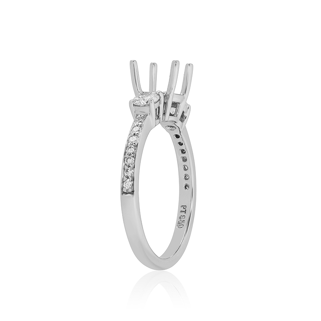 Platinum and Diamond Three Stone Semi Mount
