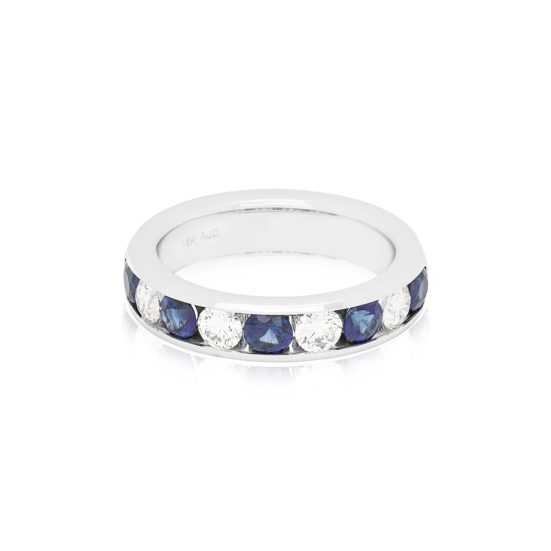 18K White Gold Sapphire and Diamond Band