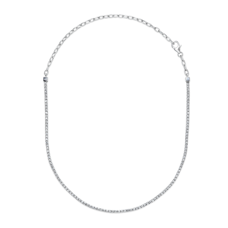 18K White Gold Diamond Choker Necklace