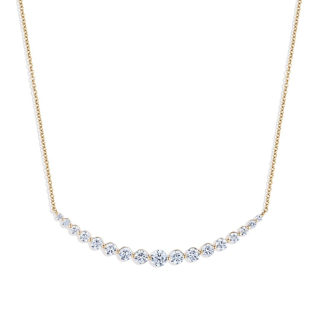 18K Yellow Gold and Graduated Diamond Necklace