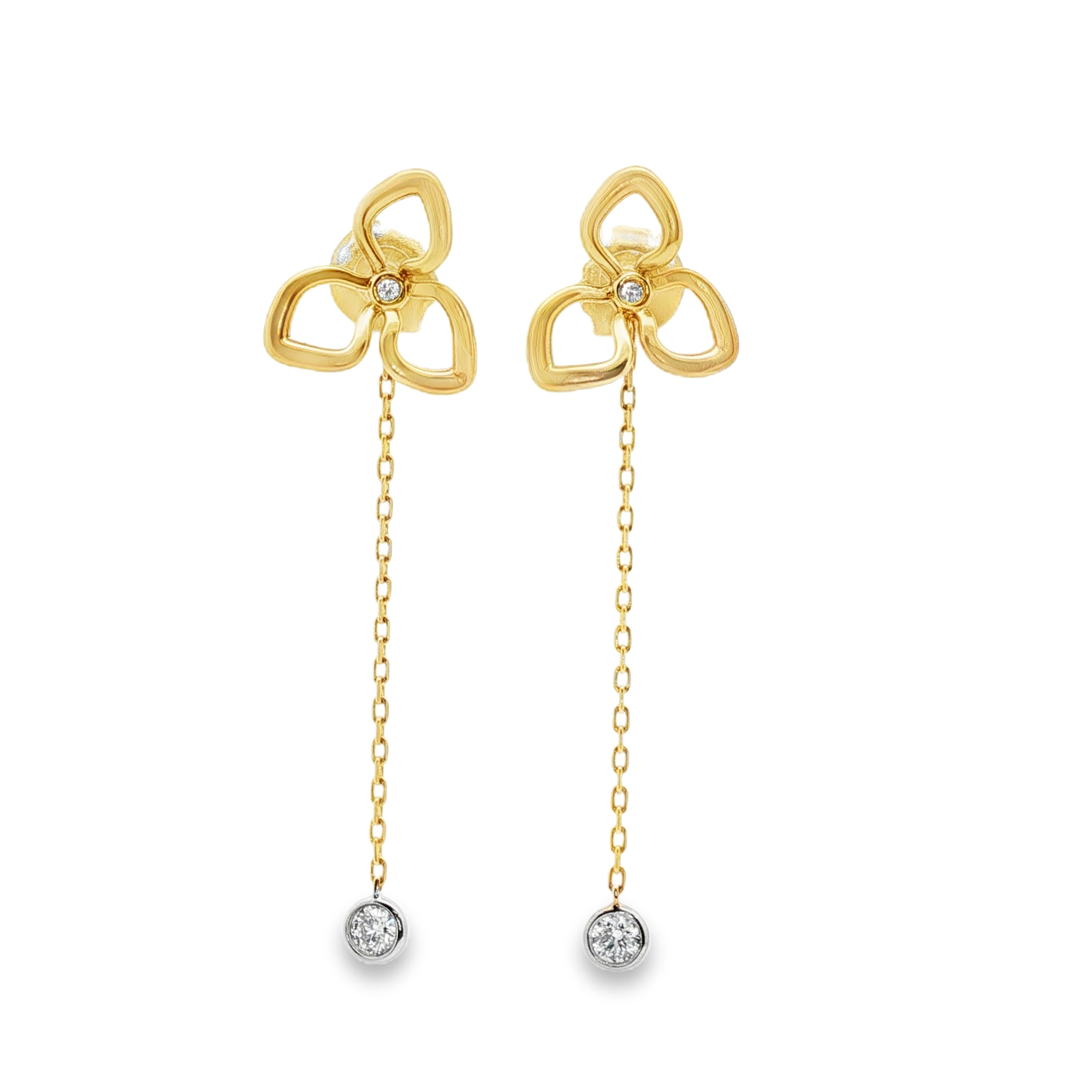 18K Yellow Gold Clover Jacket Earrings