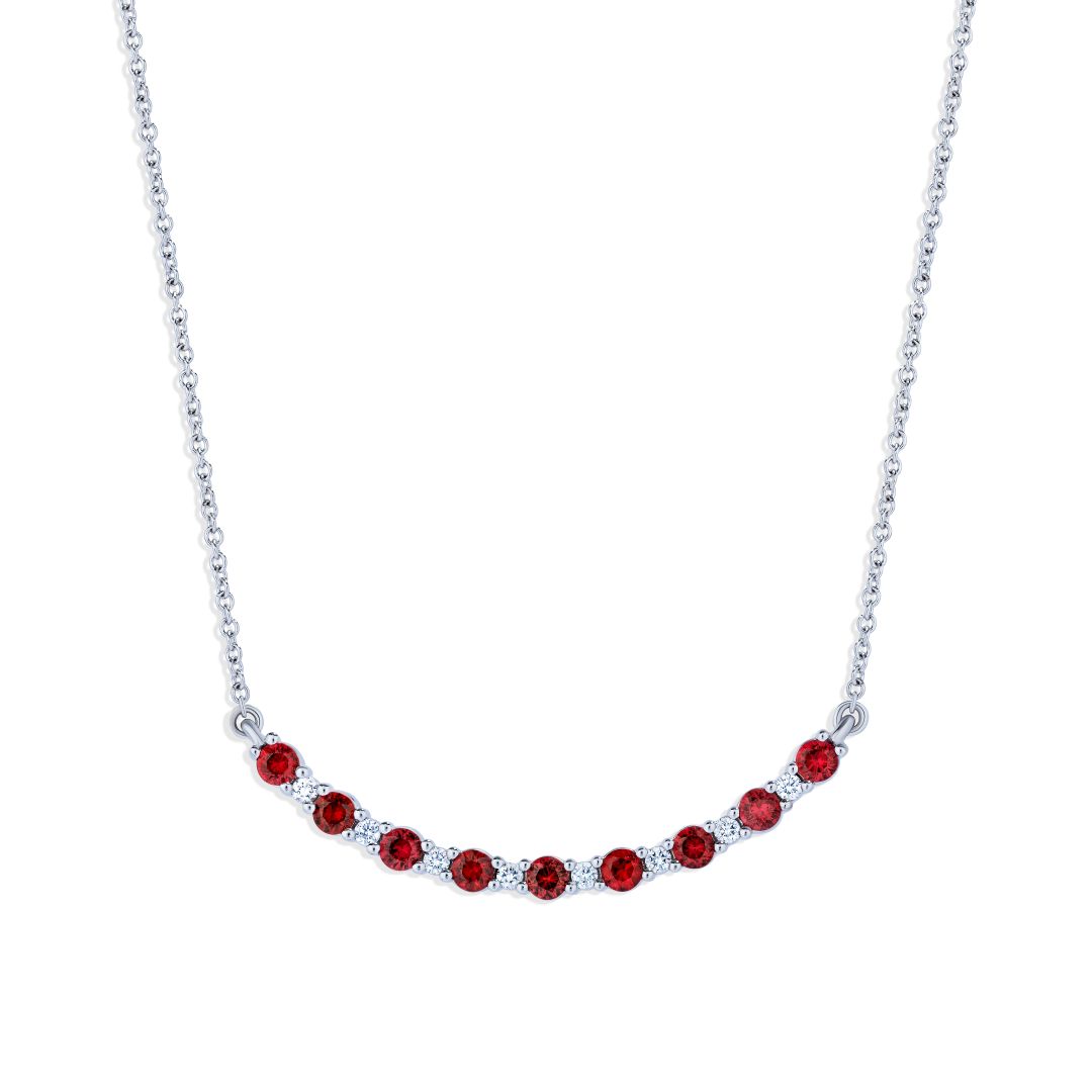 18K White Gold Ruby and Diamond Necklace