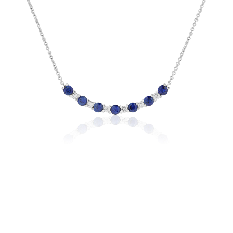 18K White Gold Sapphire and Diamond Necklace