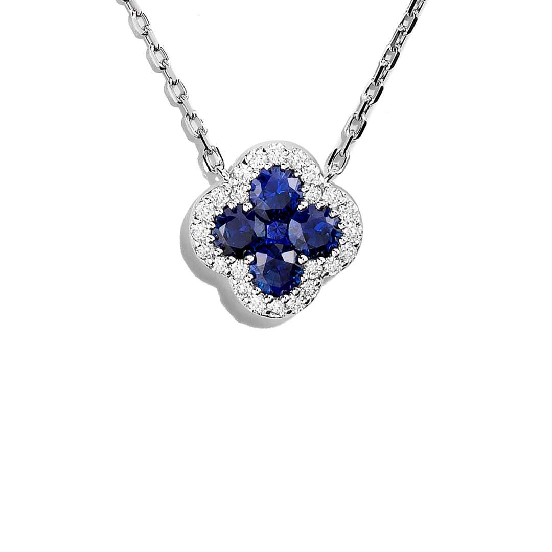 18K White Gold Diamond and Sapphire Necklace