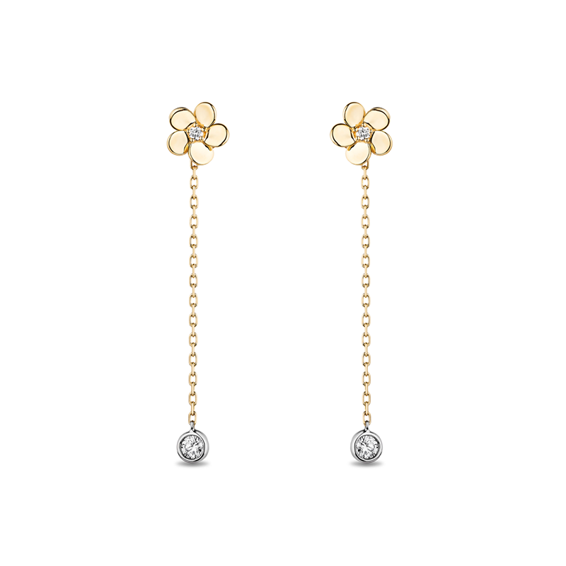 18K Yellow Gold Happy Flower Jacket Earring