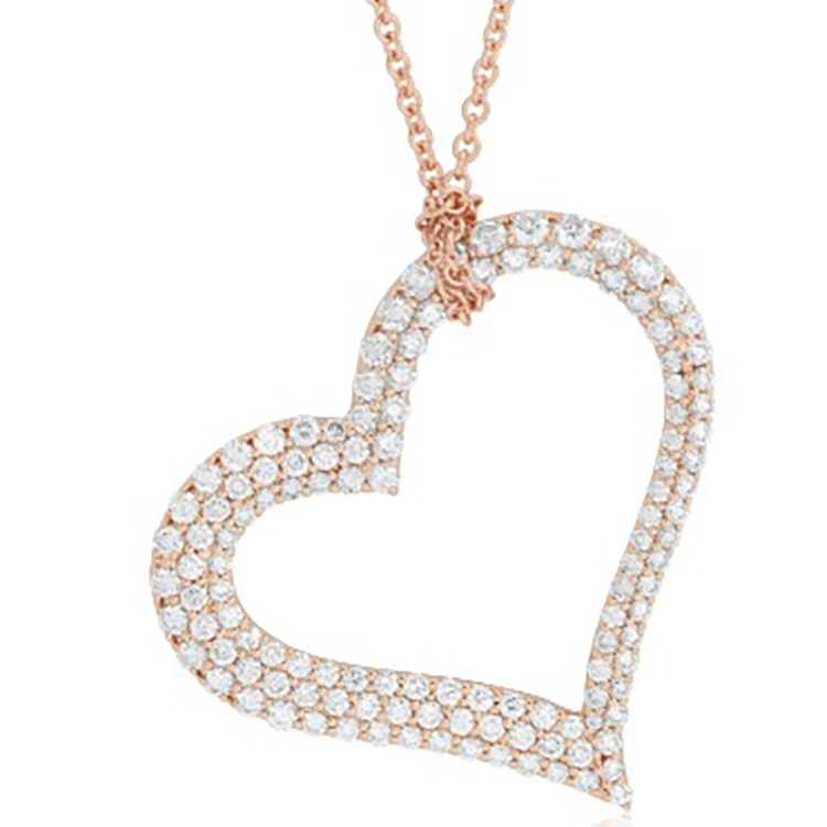 18K Rose Gold Diamond Heart Necklace