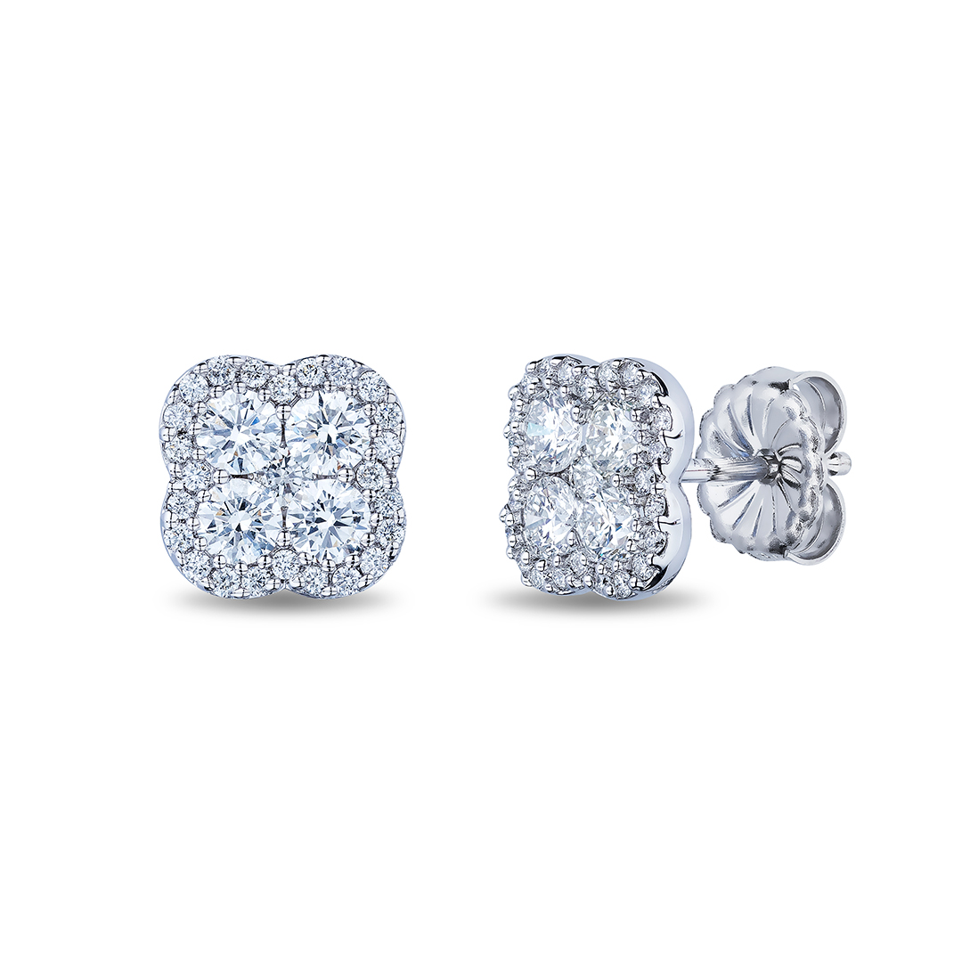 18K White Gold Diamond Stud Earrings