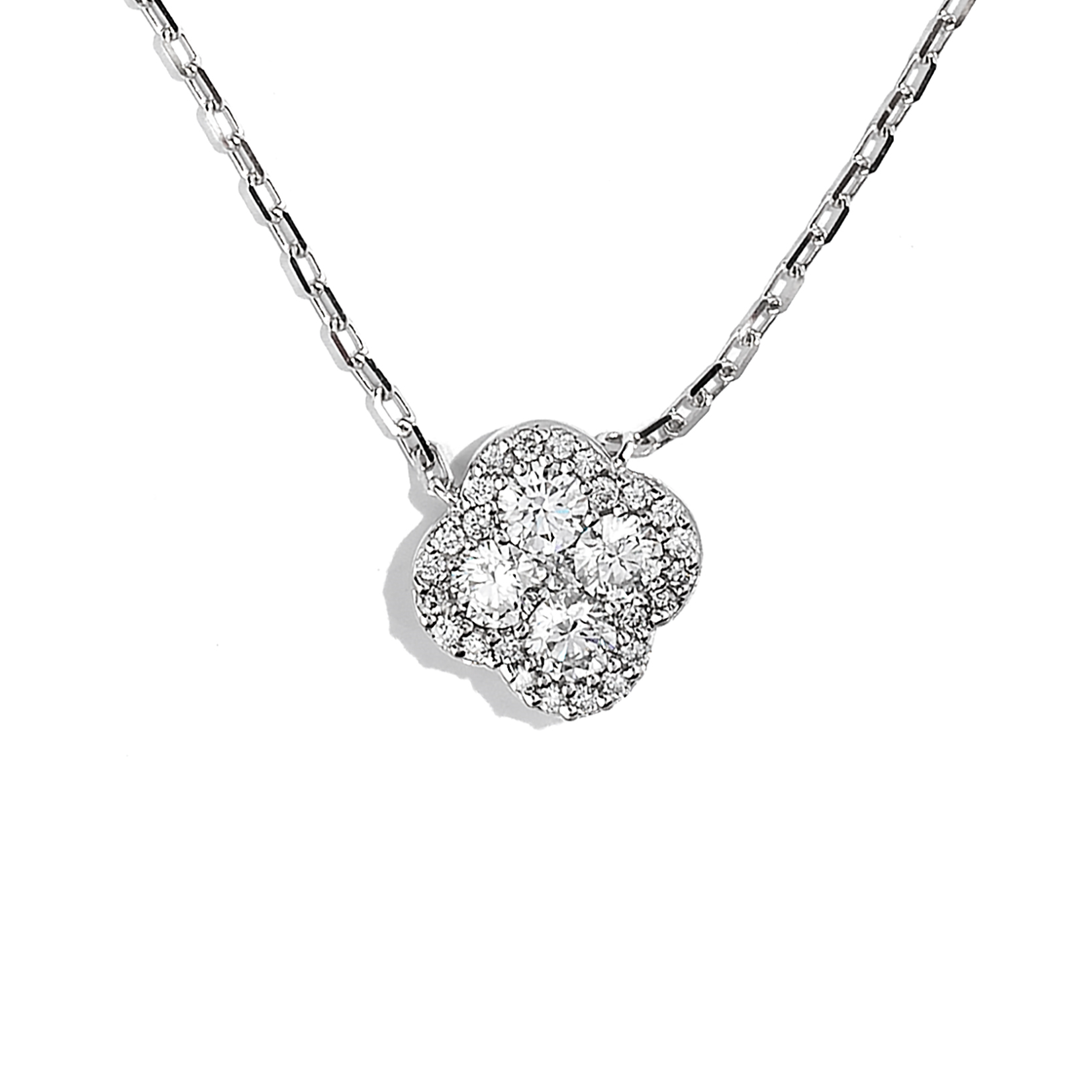 18K White Gold Diamond Pendant Necklace