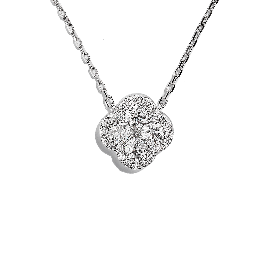 18K White Gold Diamond Pendant Necklace