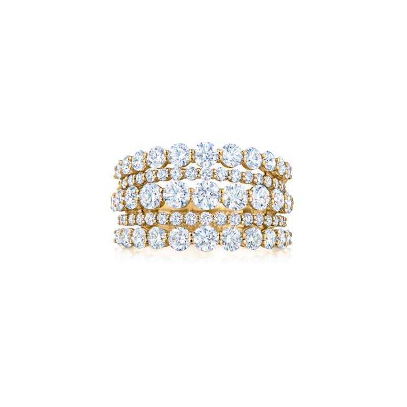 Kwiat 18K Yellow Gold Lyric Diamond Five Row Ring itemprop=