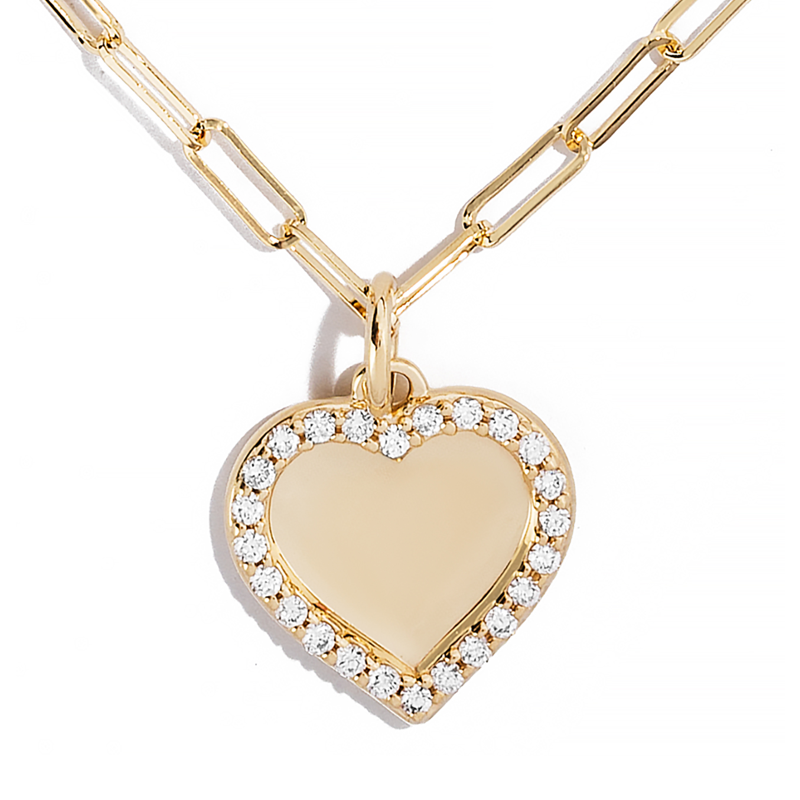 18K Yellow Gold Diamond Heart Necklace