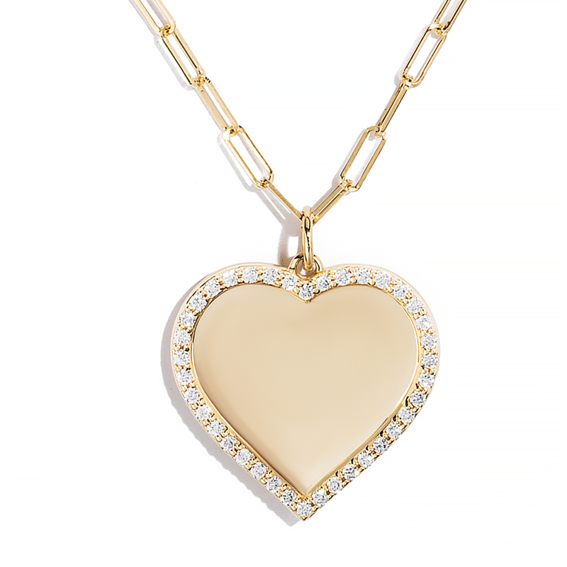 18K Yellow Gold American Jewelry Diamond Heart Necklace